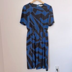Chalet Blanc Japan Vintage Sundress Blue Geometric Short Sleeve Mini